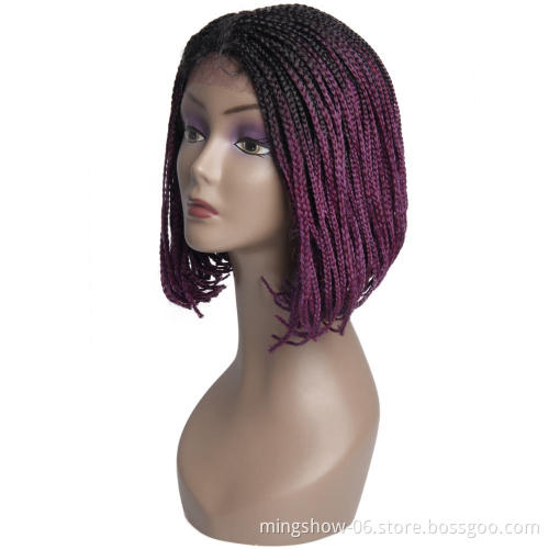 Top quality synthetic ombre braided wig, fast delivery afro wig braided for sale